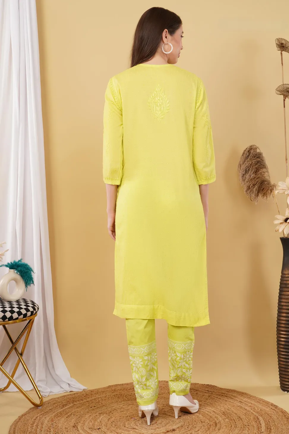 Dobby cotton Embroidery Chikankari Full Set